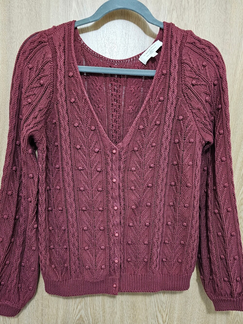 Sezane Rosewood Beryl Cotton Cardigan Knit Sweater Pink Red Extra Small - Picture 3 of 6